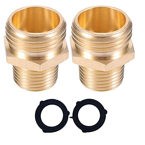 YOUHO Garden Hose Adapter 3/4 GHT Male x 1/2 NPT Male Connector, Brass Garden Hose Fitting, Industrial Metal Brass Garden Hose to Pipe Fittings Connect,Garden Hose Extension Repair Fitting(2-Pack) - size: 1/2NPT(M) to 3/4GHT(M)2pcs