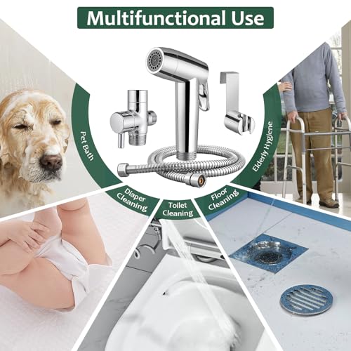 Bidet Sprayer for Toilet Handheld Bidet Sprayer Set Toilet Faucet Sprayer | Shower Shattaf Toilet Attachment Two Spray Mode with Hose Easy to Install for Feminine, Baby Cloth, Diaper, Pet or Car