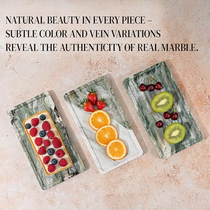 Green Marble Tray – 12" x 6.5" Decorative Vanity Tray for Bathroom, Countertop, Jewelry, Candles, Kitchen | Natural Stone Organizer for Makeup, Perfume, Skincare & Home Décor