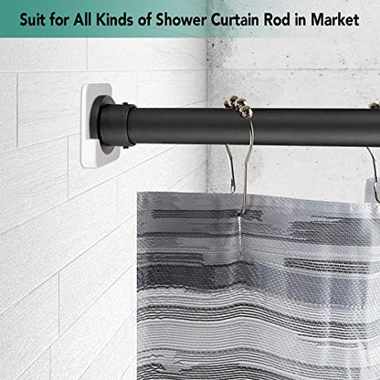 Shower Curtain Rod Holder for Wall Mount | Adhesive Shower Tension Rod Retainer for Tile | No Drilling | Stick On | 2 Pack, White (Shower Curtain Rod Not Included) - color: White