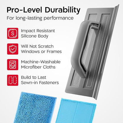 Tyroler Duschabzieher breit 25 cm | 2 Mikrofaser Scheuer- & Poliertücher | 2 Microfiber Scrub & Polish Cloths | Squeegee for Shower Glass, Tiles, Wall & Mirror | Ideal Window Squeegee for Home | Wiper