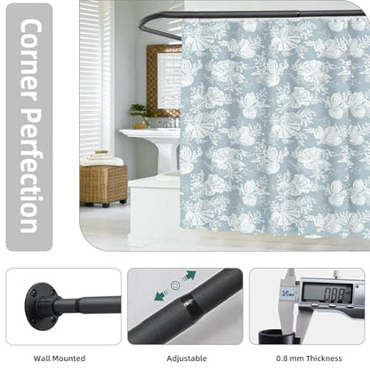 L Shaped Shower Curtain Rod, (23.6"-33.5"x23.6"-33.5") Adjustable Curved Shower Rod, 90 Degree Corner Shower Rods for Bathroom Clothing Store Locker, locker rooms, fitting rooms,Black - size: 23.6"-33.5"x23.6"-33.5"