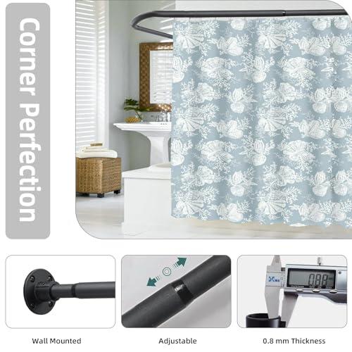 L Shaped Shower Curtain Rod, (29.9"-39.8"x29.9"-39.8") Adjustable Curved Shower Rod, 90 Degree Corner Shower Rods for Bathroom Bathtub Clothing Store Locker, locker rooms, fitting rooms, Black - size: 29.9"-39.8"x29.9"-39.8"