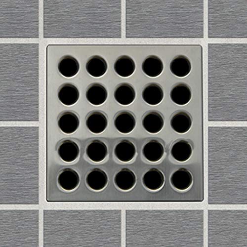 E4404 Square Shower Drain Grate, Brushed Nickel