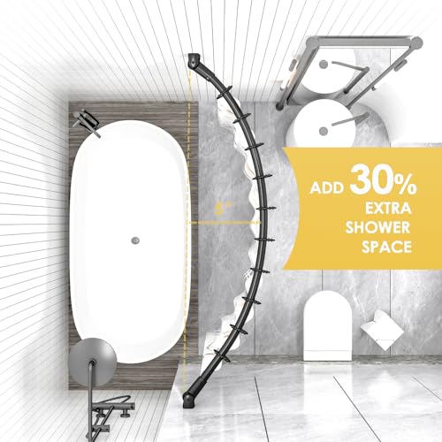 Adjustable 30-45 inches Curved Shower Curtain Rod, Premium Stainless Steel Rustproof Shower Rod for Bathroom, Need to Drill, Black - color: Black, size: 30-45 Inches