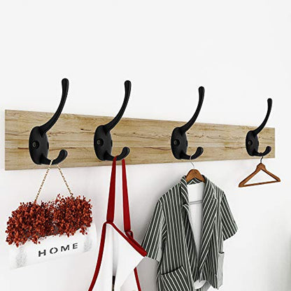IBosins 12 Pack Black Double Coat Hooks Wall Mounted with 24 Screws | Retro Double Hooks Utility Black Hooks for Coat, Scarf, Bag, Towel, Key, Cap, Cup, Hat - color: Black