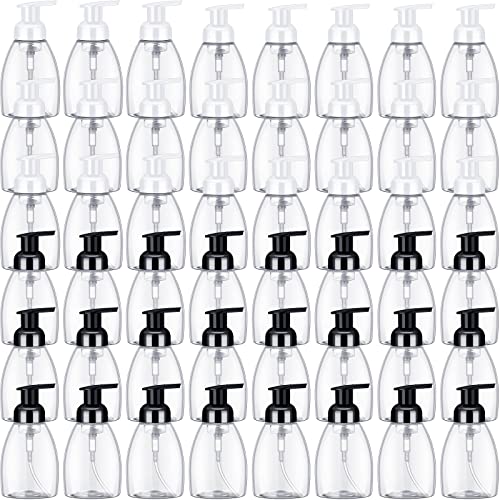 Nuenen 48 Pieces Foaming Soap Dispensers 8 oz Foaming Pump Bottle Plastic Hand Soap Dispenser with Pumps Empty Refillable Press Containers for Liquid Shampoo Bathroom Kitchen(White, Black) - color: White, Black