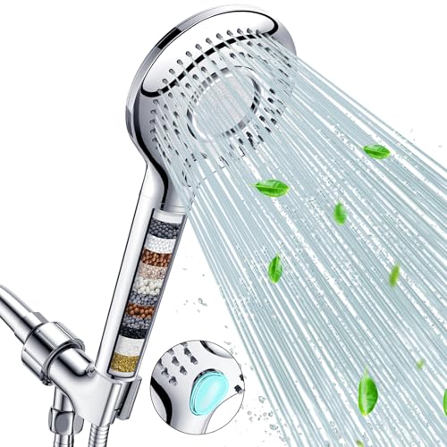 FEELSO Filtered Shower Head with Handheld, High Pressure Shower Filter Head | 15 Stage Water Softener Filters for Hard Water, Remove Chlorine & Harmful Substance, 3 Spray Mode Showerhead, Hose & Bracket - color: Chrome, style: 1 Filter