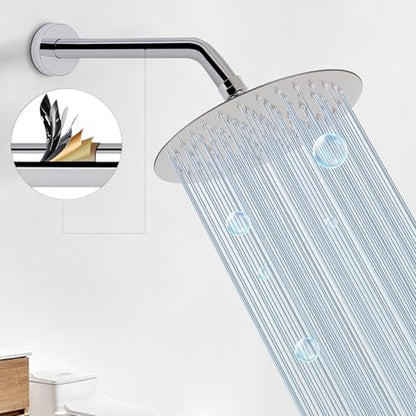Shower Arm with Flange and Teflon Tape, Wall Mounted Shower Pipe 304 Stainless Steel Extension Arm for Fixed Shower Head & Handheld (12 Inches, Chrome) - color: Chrome, style: 12 Inch