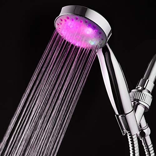 KAIREY Led Shower Head with Handheld 7 Color Changing Automatically Light Up Shower Head Polished Chrome with 60 Inches Stainless Steel Hose and Adjustable Bracket - style: Classic