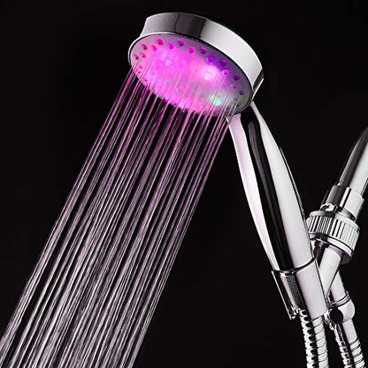 KAIREY Led Shower Head with Handheld 7 Color Changing Automatically Light Up Shower Head Polished Chrome with 60 Inches Stainless Steel Hose and Adjustable Bracket - style: Classic