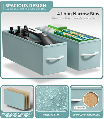 Sorbus Kids Narrow Dresser with 4 Drawers - Vertical Slim Storage Chest of Drawers with Steel Frame, Wood Top & Easy Pull Fabric Bins for Small Spaces, Closets, Bedroom, Bathroom & Laundry - color: Pastel Aqua, style: 4 Drawer