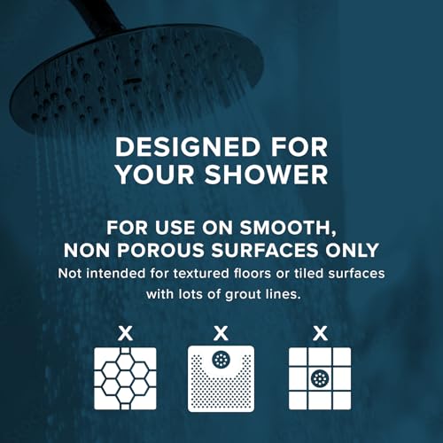 SlipX Solutions 21"x21" Mildew Resistant Non Slip Shower Stall Mat, Gray | Soft Durable Rubber Underfoot, Product Protection, 140 Power Grip Suction Cups, Center Drain Hole - color: Gray