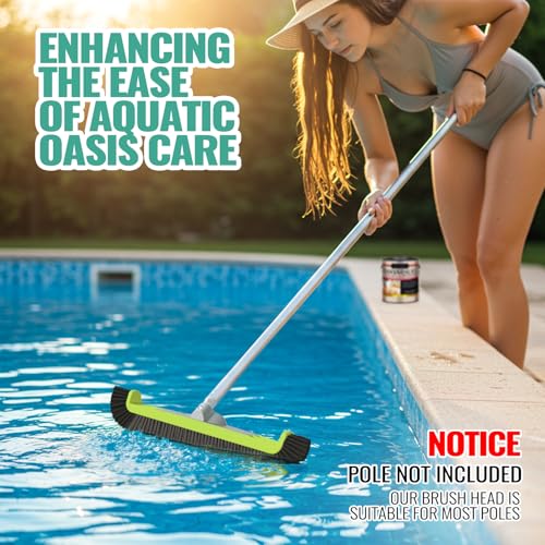 18" Pool Brush Head - Scrub Brush, Curved Ends, Fits Φ1.25” Poles | Scrub Brushes for Cleaning Swimming Pool Walls, Tile, Fiberglass, Flooring and Vinyl Pools, Green & Black & Dark Gray - color: Black & Dark Gray