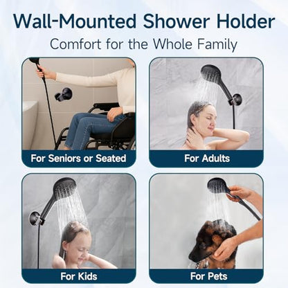 BRIGHT SHOWERS Handheld Shower Head Holder with Dual Angle Positions, Wall Suction Bracket Includes Adhesive 3M Disc, No Tools Required and Easy Installation, Oil Rubbed Bronze Finish - color: Oil Rubbed Bronze, style: Suction & Adhesive - 2 Angles