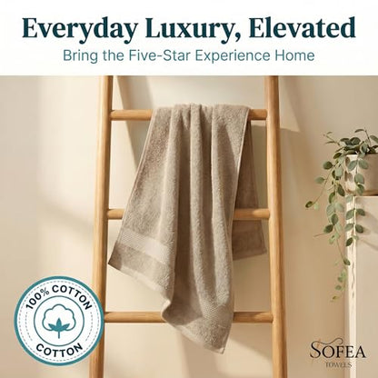 Sofea Hand Towels 6 Pack (16 x 28 Inches) 100% Cotton Bathroom Towels, Soft Absorbent Quick Dry Hand Towels for Bathroom Kitchen - color: Beige