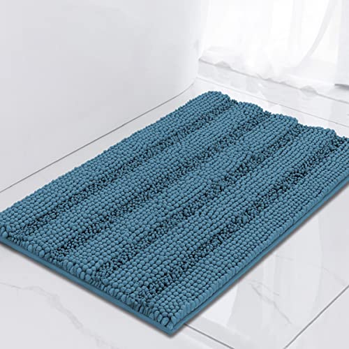 Turquoize Bathroom Rugs Non-Slip Chenille Bath Mat for Bathroom 17 x 24 Inches Extra Soft and Absorbent Shaggy Rugs, Machine Washable Perfect for Bathtub and Shower Floor, 24" X 17",Turquoise - color: Turquoise Blue, size: 17" x 24"