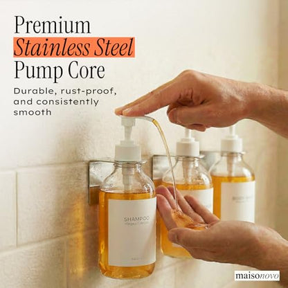 MaisoNovo Shampoo and Conditioner Dispenser|Refillable Clear Set of 3 | No Drill Wall Mount - Shower Soap Dispenser · Holds Body Wash or Hand Soap · Wall Soap Dispenser - For shower and bathroom - color: Clear Set of 3