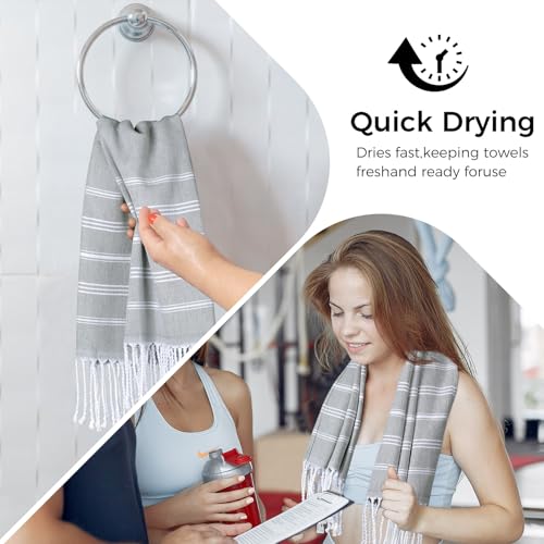 cabanana Hand Towels for Bathroom - 2-Pack,20x30 Inch-100% Cotton,Turkish Bathroom Hand Towels,Super Absorbent & Quick-Dry Soft for Bath, Kitchen, Spa, Face, Hair, Dishcloth (Gray) - color: Grey 20x30