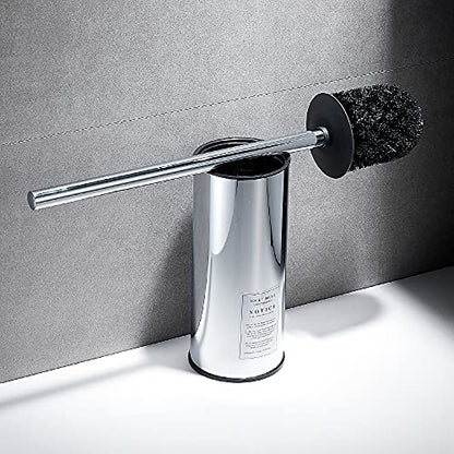 Freestanding Toilet Brush Holder for bathrooms 304 Stainless Steel Toilet Brush Stand Round Storage and Organization Rust Resistant 18-inch high Polished Chrome Finished - color: 18-inch Round High Polished Chrome