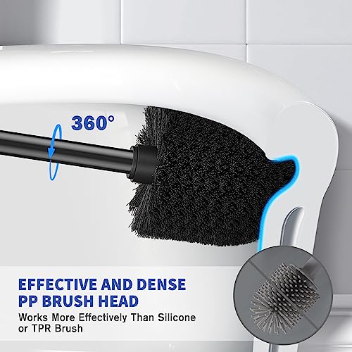 Toilet Brush and Holder, 2 Pack Toilet Brush Stainless Steel, Toilet Bowl Brush for Bathroom Toilet-Ergonomic, Elegant,Durable (Black) - color: Black