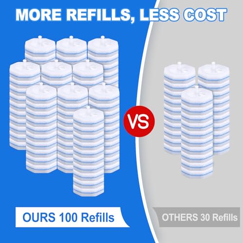 100 Pack Toilet Brush Refills, Disposable Toilet Cleaning Pads | Textured Toilet Scrubber Replacement Heads for Bathroom Cleaning, Designed for Everyday Household Use - size: 1 Count (Pack of 100)