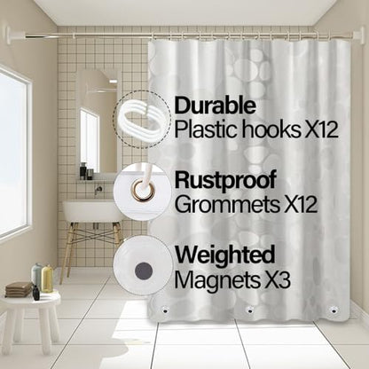 Plastic Shower Liner - Premium EVA 4G Shower Curtain Liner with Rustproof Grommets and 3 Weighted Magnets, Waterproof Shower Curtains for Bathroom (Cobblestone) - color: Cobblestone, size: 71"W x 71"L (Pack of 1)