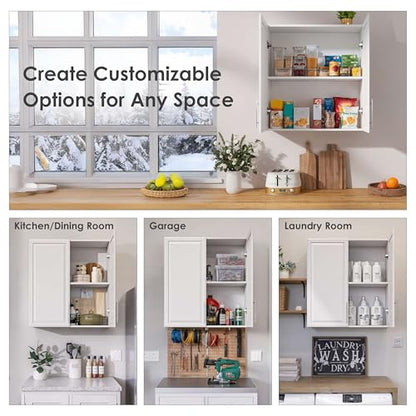 Laundry Room Cabinet 30’’x12’’x32’’, Kitchen Cabinet Wall Cabinets with Adjustable Shelves, Wall Cabinet Storage, Utility Cabinets for Laundry Room, White Wall Cabinet with Shaker Door, White - size: 30'' W