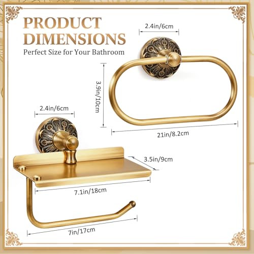 2 Pieces Set Antique Brass Toilet Paper Holder Retro Brass Hand Towel Ring Tissue Roll Paper Hanger Bathroom Hardware Wall Mounted Vintage Bathroom Accessories(Style 1) - style: Style 1