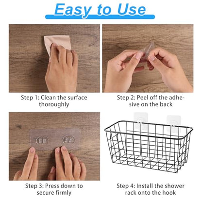 lasuroa 14pcs Shower Caddy Adhesive Replacement, 3 Styles Waterproof Shower Adhesive Strips Sticker Hooks No Drilling Wall Mount for Bathroom Kitchen Racks Organizers