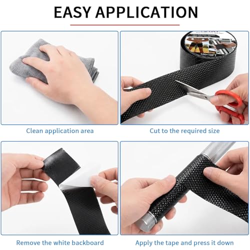 Textured Grip Tape, 1IN x 10FT Strong Anti Slip Rubber Tape, Waterproof & Heat Resistant with High Adhesion for Tools, Gym Equipment, Bicycle Handlebars and Slippery Surfaces (Black) - color: Black, size: 1IN x 10FT