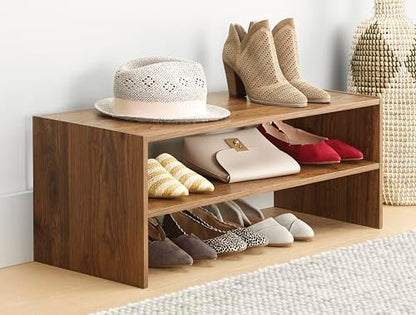 Whitmor Wood Stackable 2-Shelf Shoe Rack, Walnut, 31 inches - color: Brown, size: 31 INCH