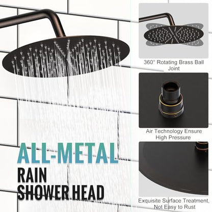 SR SUN RISE Shower Faucet - 12 Inch Multifunctional High Pressure Shower Head System with Handheld Shower Head Fixtures - Valve Included - Oil Rubbed Bronze - color: Oil Rubbed Bronze, size: 12 Inch
