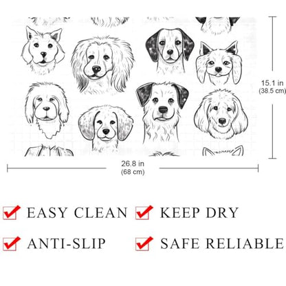 Non Slip Bath Mat for Tub, 15.1 x 26.8 Inch Bathtub Mat Machine Washable Shower Mat with Drain Holes and Suction Cups, Doodle Animal Dogs Puppy Characters - color: Multi 06