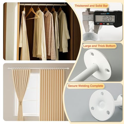 Alise Curtain Rod Holder Bracket 1''Dia,Closet Rod Holders Wall Mount,4 Pcs | Ceiling Mounted Curtain Rod Flange Brackets,Ceiling Curtain Rods Brackets,for Bathroom Curtain,Stainless Steel,White Finish - color: White Finish, size: 25mm/1-Inch Dia.