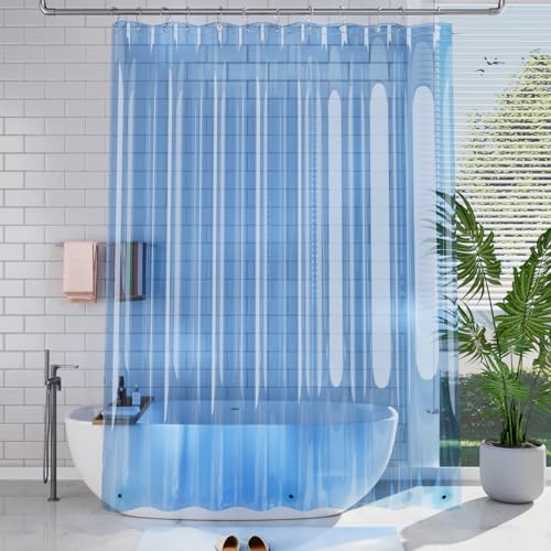 AmazerBath Extra Long Shower Curtain Liner, Clear Blue Shower Liner 84 Inches Long, 72x84 Plastic Shower Curtain Liners, Cute Tall Shower Liner, PEVA Bathroom Shower Curtain Liners & 3 Magnets - color: Clear Atlantic, size: 72"W x 84"L (Pack of 1)