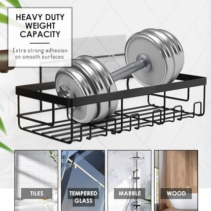 Clara Clark Bathroom Accessories Set - 27PC Bathroom Set with Adhesive Corner Shower Caddy Hanging, Bathroom Sets with Shower Curtain and Rugs, Grey Shower Curtain Set with Bathroom Trash Can | 27 Piece Grey Bathroom Sets with Shower Curtain and Rugs with