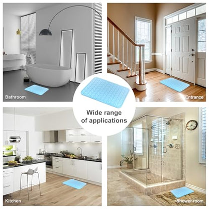 JUERLEN 2 Pack Diatomaceous Earth Shower Mat, Stone Bath Mat, Nonslip Super Absorbent Fast-Drying Hard Bath Mat for Bathroom Shower Floor, 24 x 16 inch, Bule Arrow Design - color: Bule