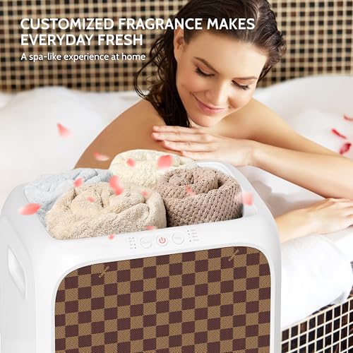 Keenray Towel Warmer Bucket, Luxury Rectangle Towel Warmer for Bathroom with Timer & Delay, Customized Fragrance, Child Lock, Fits 2 Large Towels, Blankets, Bathrobes, Ideal Gift for Him & Her - color: Checkerboard Color