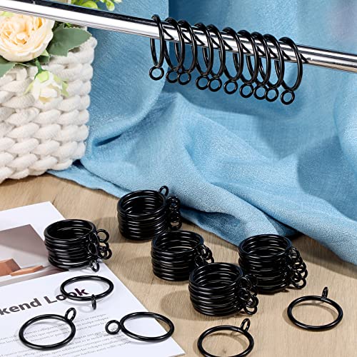 Maitys 100 Pcs Metal Curtain Rings with Eyelet 1.5-inch Inner Diameter Eyelet Curtain Rings for Drapery Clips Hooks for Sliding Window Bathroom Door Shower Rod (Black) - color: Black