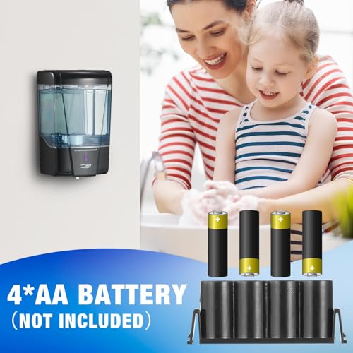 4 Pack Automatic Soap Dispenser Touchless,600 ml / 20 oz Commercial Hand Soap Dispenser,Wall Mount Hand sanitizer Dispenser for Bathroom Offices Home Kitchen Hotel（Black） - color: Black