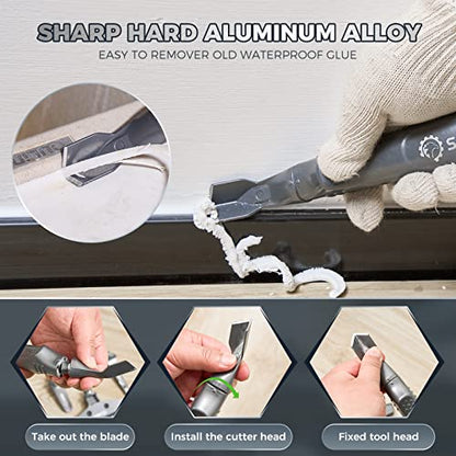 Saker Caulking Tool Kit-Aluminum 4 in 1 Sealant Finishing Tool Grout Remove Scraper Caulk Remover Glass Glue Angle Scraper for Bathroom,Kitchen,Floor,Window,Sink Joint,Frames Seal Silver - style: Aluminum Set