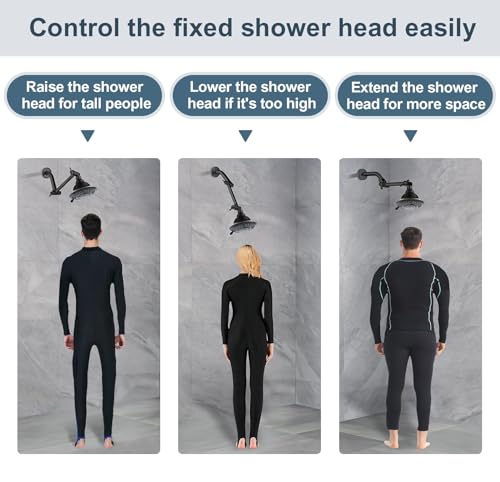 BRIGHT SHOWERS Brass Shower Arm Extender for Rain and Handheld Shower Head, 5 Inch Universal Shower Head Extension Arm, Height & Angle Adjustable, Oil-Rubbed Bronze - color: Oil Rubbed Bronze, style: 5 Inch