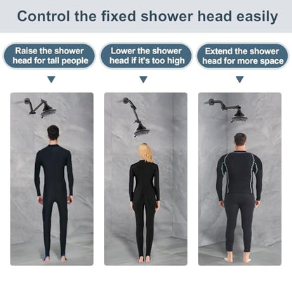 BRIGHT SHOWERS Brass Shower Arm Extender for Rain and Handheld Shower Head, 5 Inch Universal Shower Head Extension Arm, Height & Angle Adjustable, Oil-Rubbed Bronze - color: Oil Rubbed Bronze, style: 5 Inch
