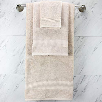 Lara Premium Bath Towel Set 6 Piece - Soft & Highly Absorbent Bathroom Towel Set, 100% Luxury Turkish Cotton, Flannel Bath Towels, 1 Bath Towel, 1 Hand Towel, 4 Washcloths - Beige - color: Beige, size: 1 Bath Towel, 1 Hand Towel, 4 Wash Cloths