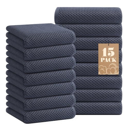 Homaxy 100% Cotton Waffle Weave Kitchen Towels, 15-Pack, Dark Grey | Ultra Soft Absorbent Dish Towels, Quick Drying Cleaning Towels, 13 x 28 Inches - color: Dark Grey, size: 13 x 28 - 15 Pack