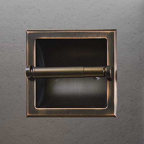 SENTO Recessed Oil Rubbed Bronze Toilet Paper Holder, Wall Mounted Heavy Duty Metal Toilet Paper Roll Holder with Rear Mounting Bracket, in Wall, Easy Installation, Oil-Rubbed Bronze - color: Oil-rubbed Bronze