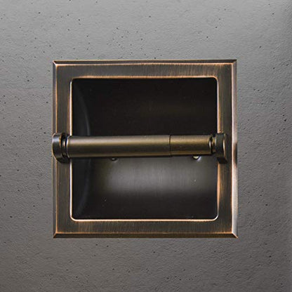 SENTO Recessed Oil Rubbed Bronze Toilet Paper Holder, Wall Mounted Heavy Duty Metal Toilet Paper Roll Holder with Rear Mounting Bracket, in Wall, Easy Installation, Oil-Rubbed Bronze - color: Oil-rubbed Bronze