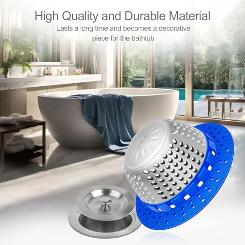 LEKEYE Shower Drain Hair Catcher/Shower Drain Cover/Drain Protector for Pop-Up & Regular Drains(Blue) - color: Blue