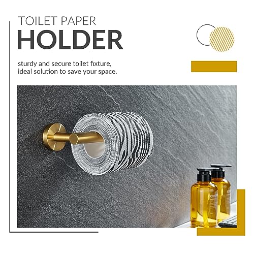Toilet Paper Holder, Brushed Dark Gold, 304 Stainless Steel | Right-Side Open Design, One-Hand Roll Changes, Raised End Cap, Regular, Large & Mega Roll Fit, Guest Bathroom & Washroom Use - color: Brushed Dark Gold